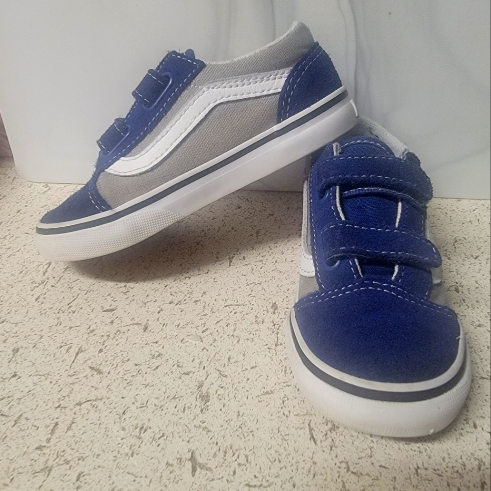 Vans Grey & Blue Velcro Shoes